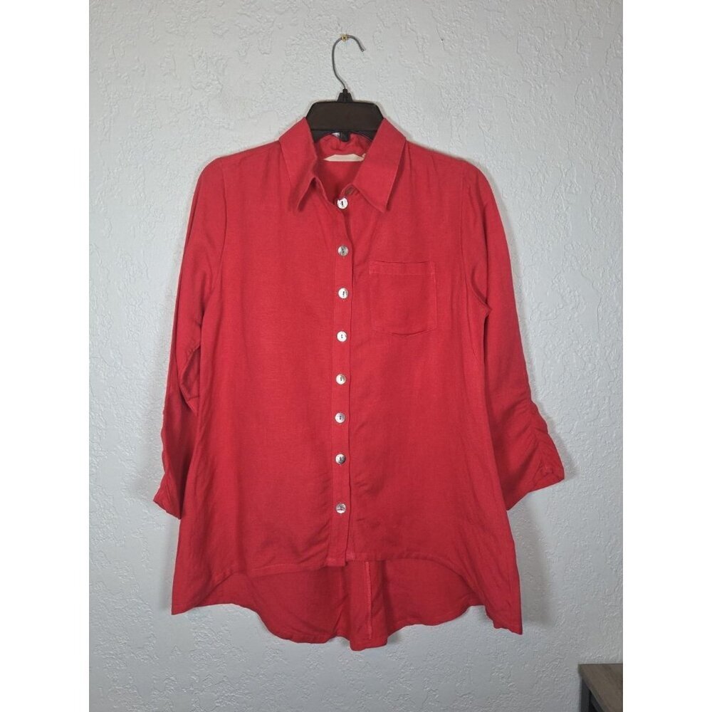 Women's Soft Surroundings Button Down Zipper Detail Lagen look Small